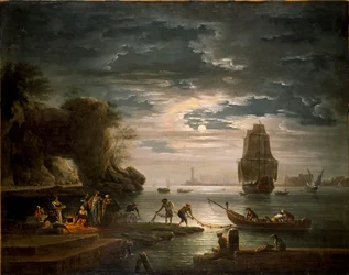 Escena costera La noche, 1750s