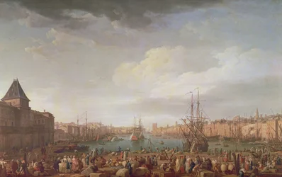 Vista Matutina del Puerto Interior de Marsella y el Pabellón del Reloj del Parque, 1754