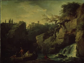 Paisaje romántico en el estilo de Salvatore Rosa, 1746
