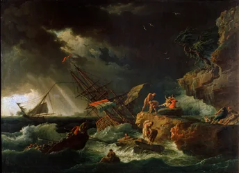 Tormenta en el mar, década de 1740