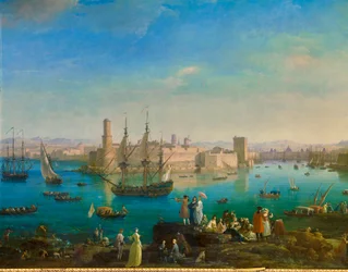 La entrada del puerto de Marsella en 1754. Pintura de Joseph Vernet (detalle)