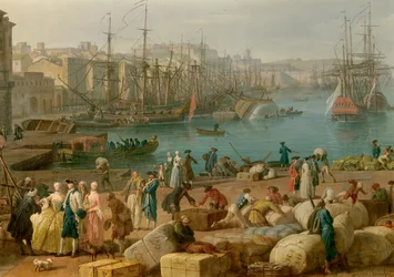 El puerto de Marsella en el siglo XVIII (detalle)