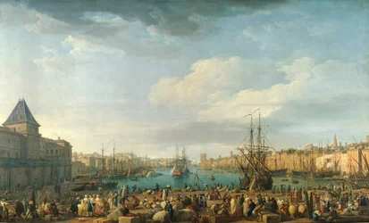 El puerto de Marsella en el siglo XVIII, pintura de Joseph Vernet (1714-1789), siglo XVIII, París, Museo de la Marina