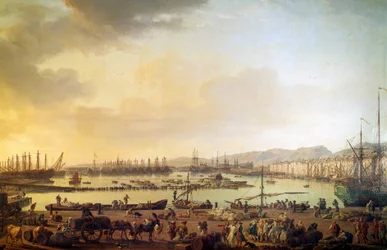Vista del puerto de Toulon. Pintura de Joseph Vernet (1714-1789) Siglo XVIII. París, Museo de la Marina