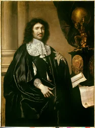 Retrato de Jean Baptiste (Jean-Baptiste) Colbert (1619-1683) Ministro de Luis XIV. Pintura de Claude Lefebvre (1632-1675). 1666