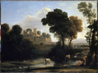 paisaje italiano. Pintura de Claude Gellée dijo Claude Le Lorrain (1600-1682)