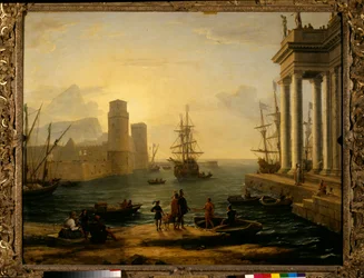 Puerto marítimo, efecto de niebla. Pintura de Claude Gellée, llamado Le Lorrain (1600-1682), 1646. Sol. 1,19 x 1,5 m. París, Musée du Louvre