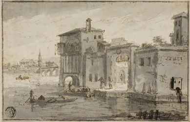 Edificios junto a la laguna