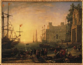 Vista ideal del puerto con la Villa Medici