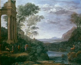 Paisaje con Ascanius disparando al ciervo de Sylvia, 1681-1682