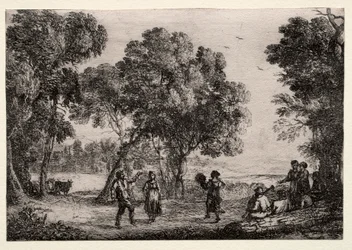 Paisaje con una danza campestre (Placa pequeña)