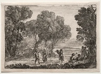Paisaje con una danza campestre, placa pequeña, c. 1637
