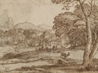 Paisaje con una manada de ciervos, 1666