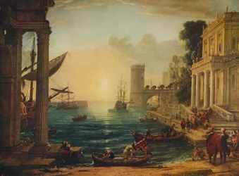 El embarque de la Reina de Saba, 1648, c1915