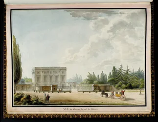 Vista del castillo desde la entrada, del Recueil des plans du Petit Trianon por Richard Mique (1728-94)