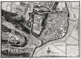 Mapa de Saintes, capital de Saintonge, de Receuil des Plans de Saintonge, 1716