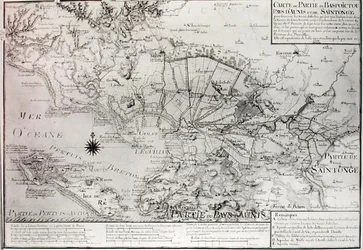 Atlas 131 H f.42 Mapa de Bas Poitou, Aunis y Saintonge con los pantanos de la Bahía de Aiguillon en 1716