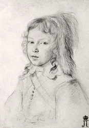 Retrato del rey Luis XIV (1638-1715) de niño de Claude Mellan (1598-1688) - Tiza negra sobre papel
