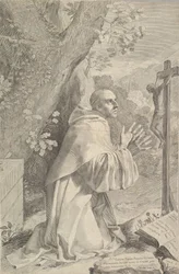San Bernardo arrodillado ante un crucifijo, ca. 1655