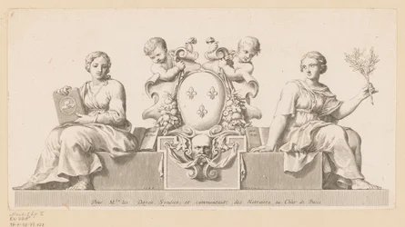 Escudo de los notarios del Châtelet de París con personificaciones de la Buena Fe y la Ley