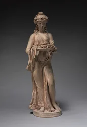 Niña llevando una guirnalda de rosas en una bandeja, principios de la década de 1770