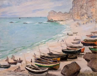 Barcos en la playa de Etretat