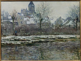Efecto de la nieve en Vetheuil o “Iglesia de Vetheuil, nieve”