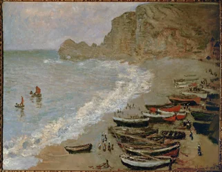 Etretat: La playa y el puerto de Amont (óleo sobre lienzo)