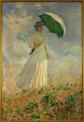 Mujer con paraguas girando a la derecha ... (óleo sobre lienzo)