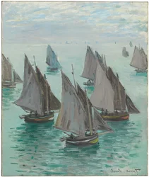 Barcos de pesca, mar en calma, 1868