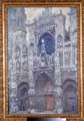 La catedral de Notre Dame de Rouen, el portal, tiempo gris, armonía gris