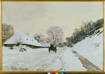 La carreta. Camino bajo la nieve en Honfleur