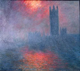 Londres, Parlamento, sol en la niebla