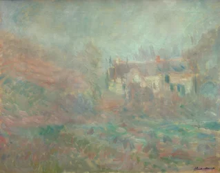 Casas en Falaise, niebla