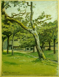 Granja de Normandía bajo los árboles