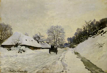 La carreta, o camino bajo la nieve en Honfleur, 1865