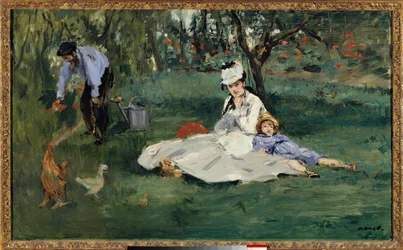 La familia Monet en el jardín