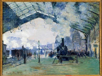 Vista de la estación de Saint Lazare de París y del tren de Normandía