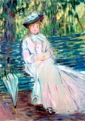 Mujer sentada en un banco, hacia 1874