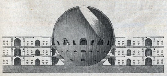 Sección transversal de un plano de cementerio para la ciudad de Chaux, de Claude Nicolas Ledoux (1736-1806)
