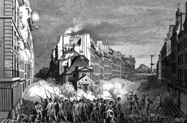 Disturbios en el Faubourg Saint Antoine, hacia 1790 (grabado)