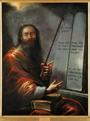 Moisés con las tablas de la Ley (pintura sobre lienzo)