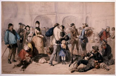 Multitud en el vestíbulo de la Gare de Lyon por Andrieux
