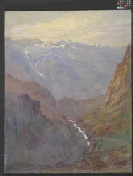 Escena de las Montañas Rocosas (óleo sobre lienzo)
