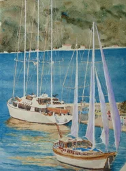 Grandes yates - Korçula, 2010 (acuarela)