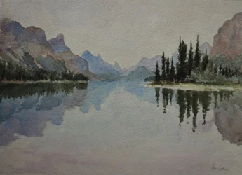 Lago Maligne, hacia el atardecer IMG_2026, 2016 (acuarela)