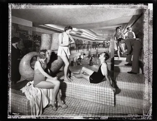 S.S. "Normandie", Piscina, Clase Cabina, c.1935 (foto b/n)