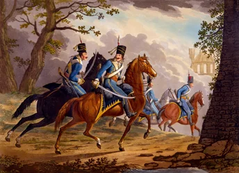 Húsares austriacos persiguiendo al enemigo, 1799
