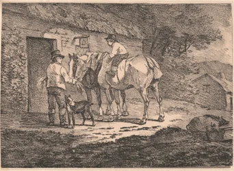 Caballos a la puerta de Cottages