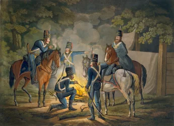 Húsares prusianos en un piquete nocturno, c.1799-1802